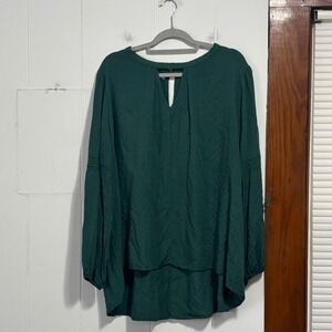 maurices Green Textured Keyhole Neck‎ Long Sleeve  Blouse Top Plus Size 1X